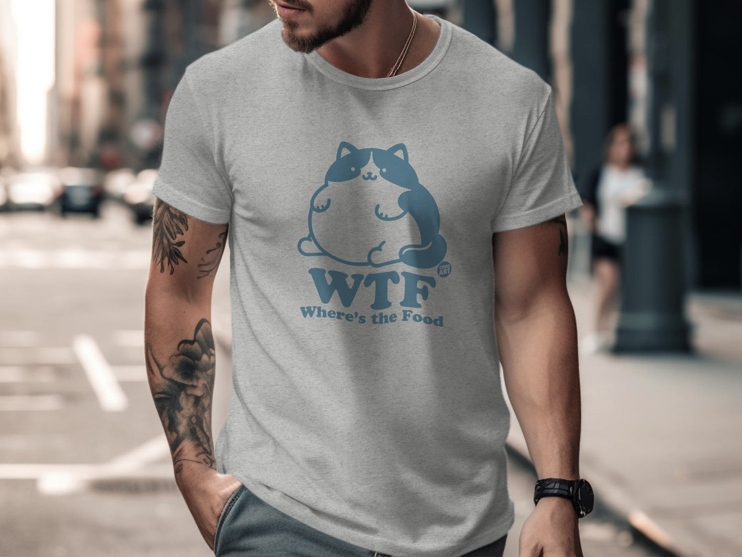 WTF Where's the Food Funny Cat Graphic Tee Product