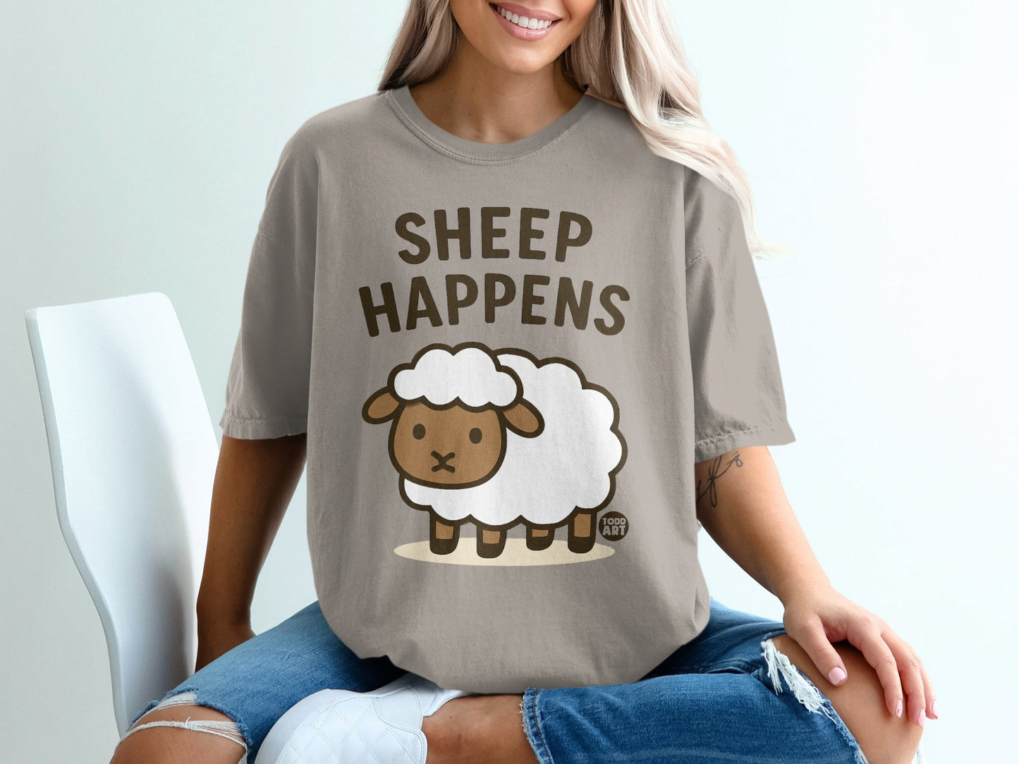 Sheep Happens Cute Sheep Cartoon Graphic T-shirt