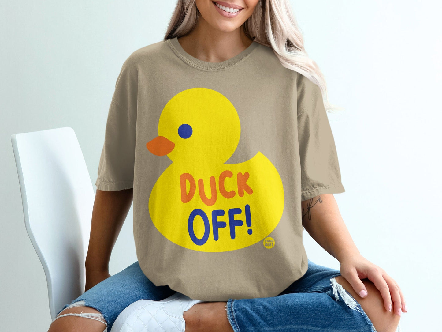 Duck Off Graphic T-Shirt with Yellow Rubber Duck Design