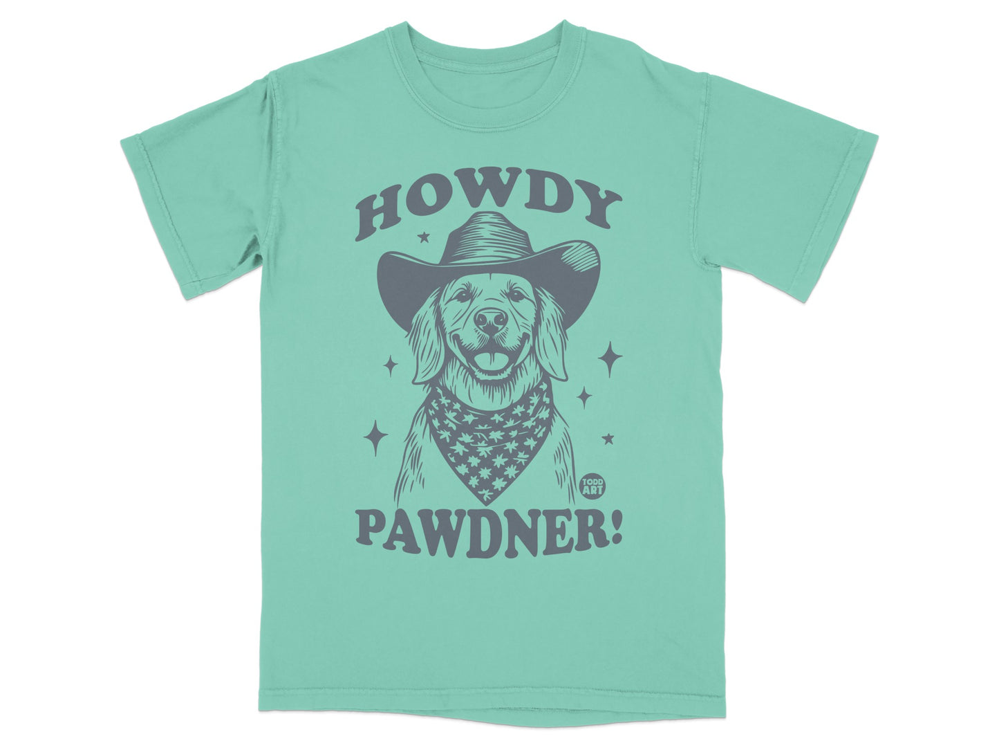Howdy Pawdner Dog Wearing Cowboy Hat Graphic T-shirt