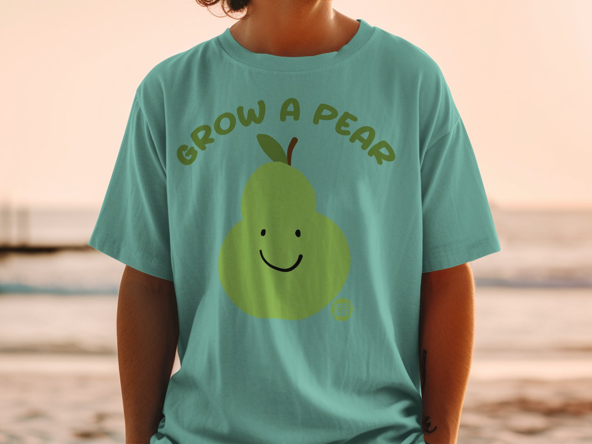 Teal Grow A Pear funny smiley pear graphic product type
