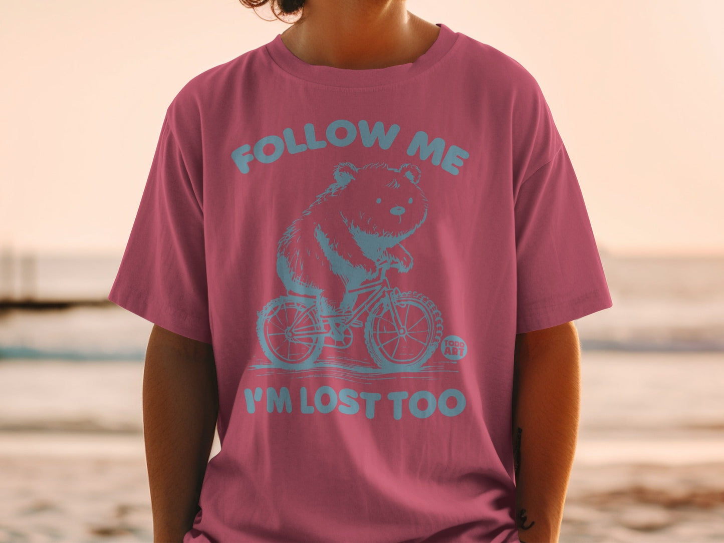 Follow Me I'm Lost Too Cycling Bear Graphic T-Shirt