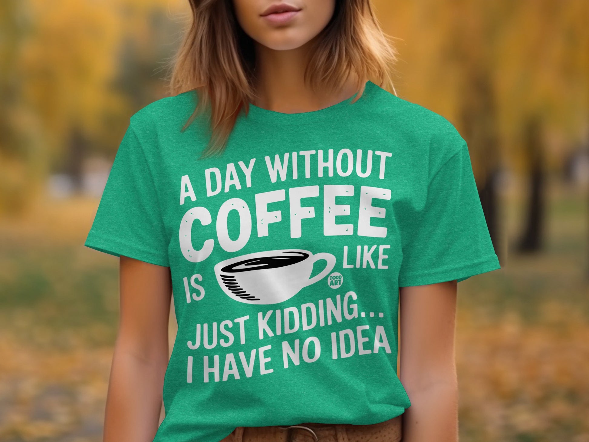 A Day Without Coffee Funny Quote Green T-shirt