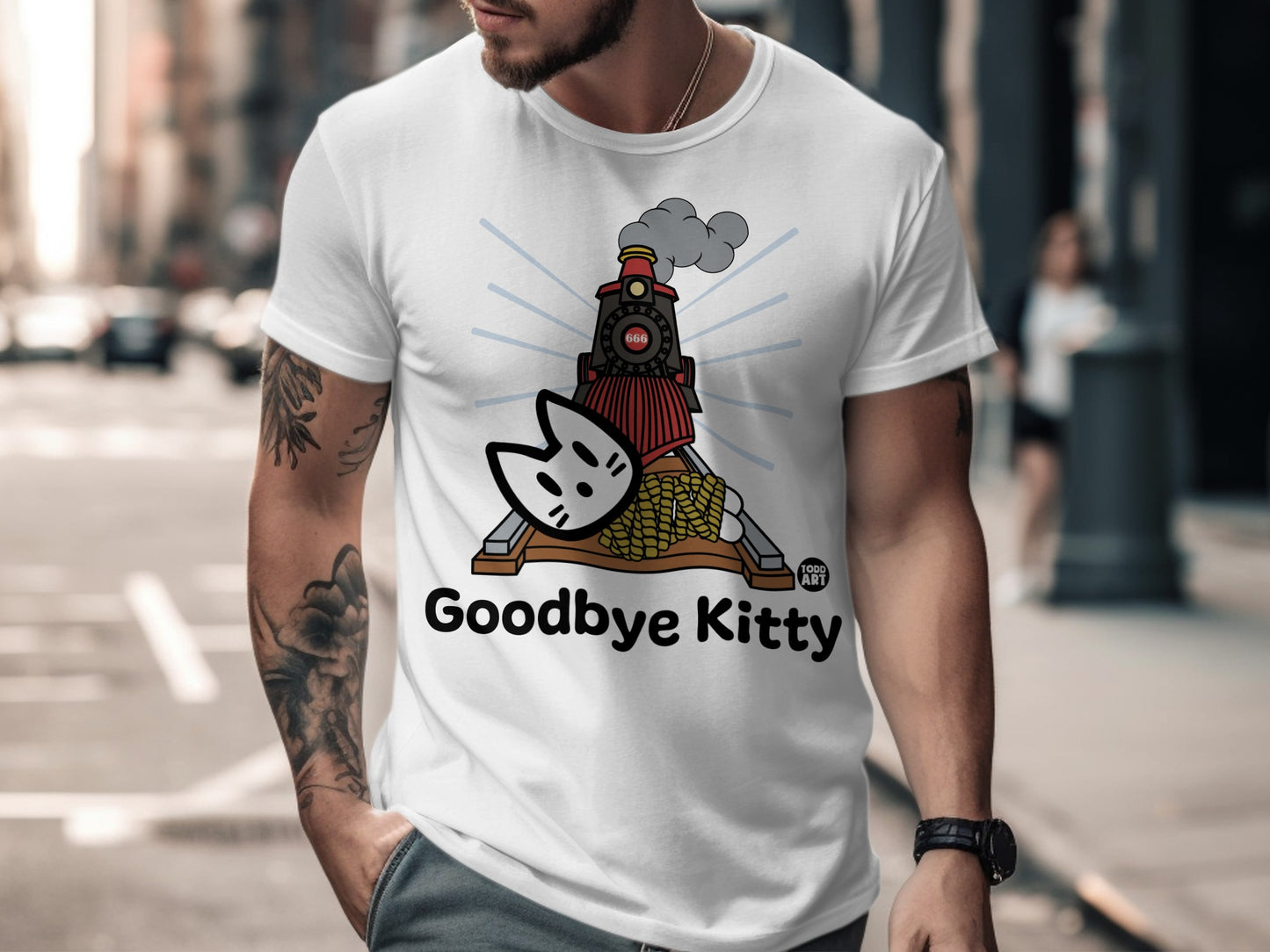 Goodbye Kitty Themed Graphic T-shirt