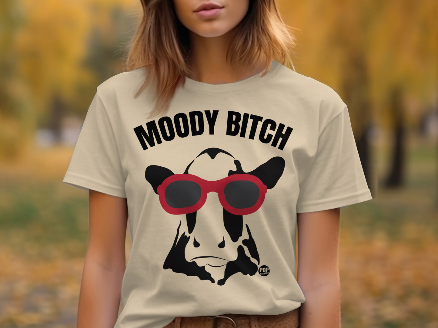 Moody Bitch Funny Cow with Red Sunglasses T-Shirt