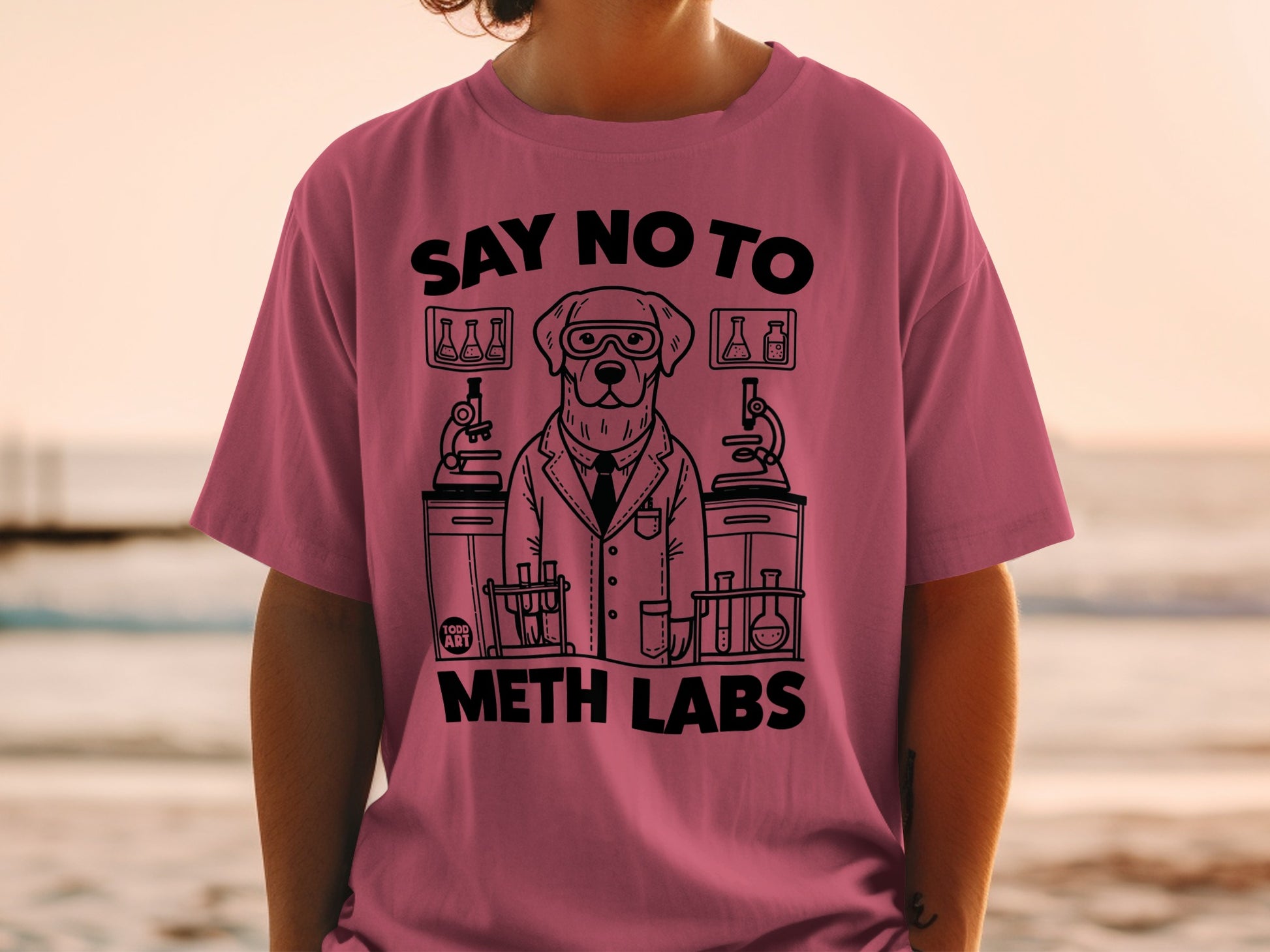 Say No to Meth Labs Funny Scientist Dog T-shirt