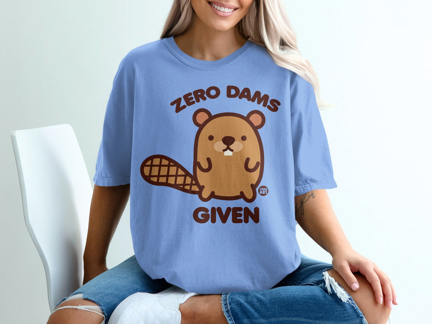 Zero Dams Given Cute Funny Beaver Graphic T-Shirt