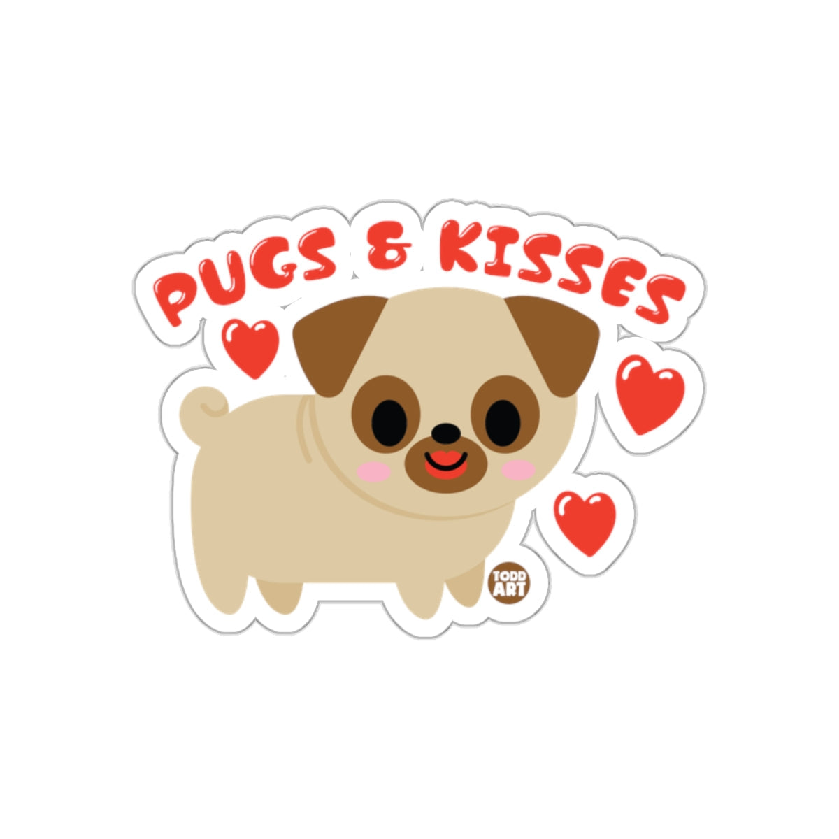 Pugs and Kisses Cute Adorable Puppy Sticker Pack