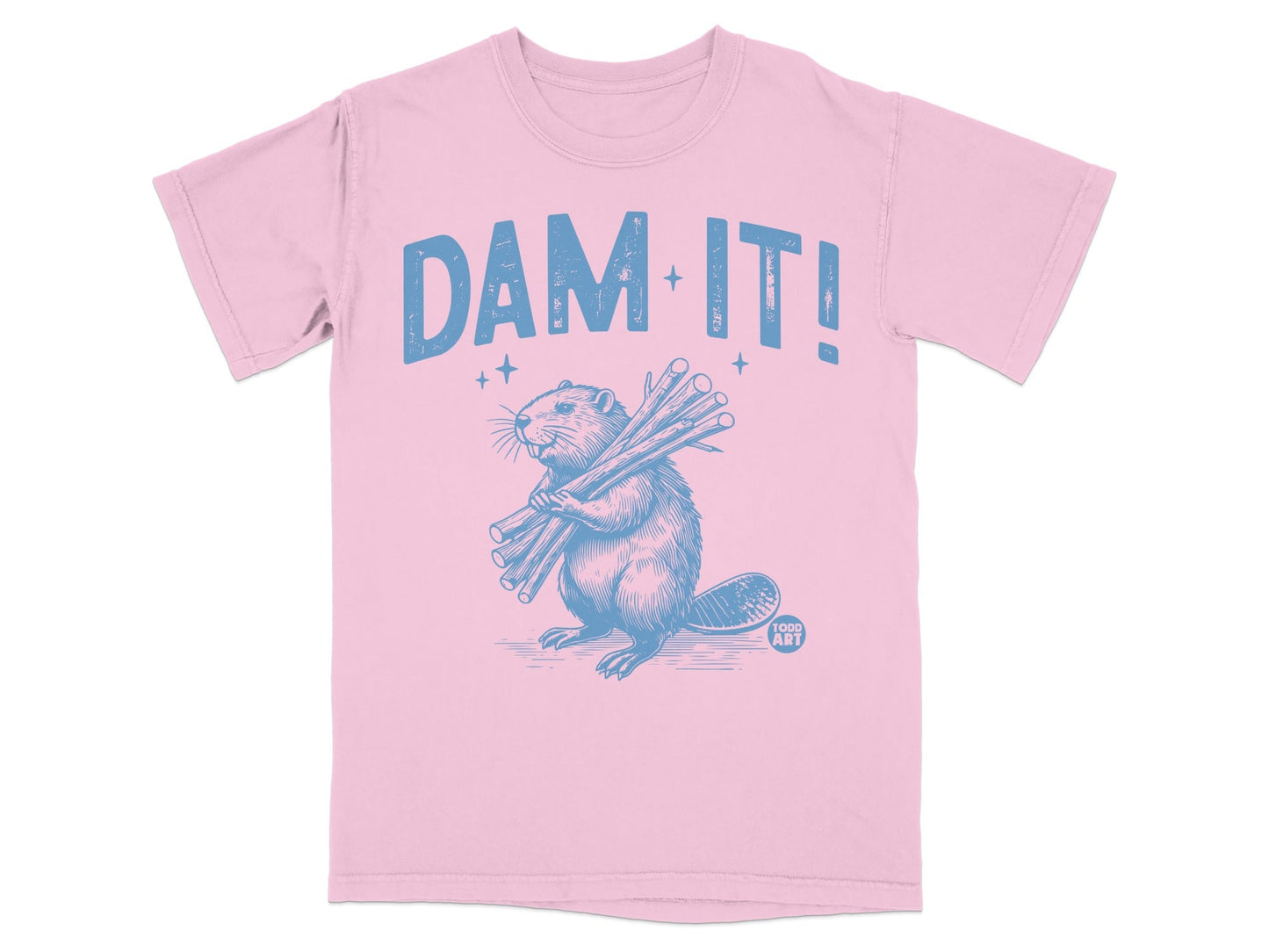 Humorous Dam It! Beaver Design Printed T-Shirt