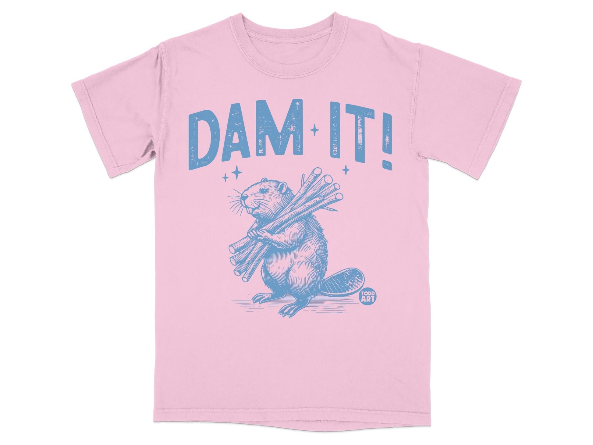 Humorous Dam It! Beaver Design Printed T-Shirt