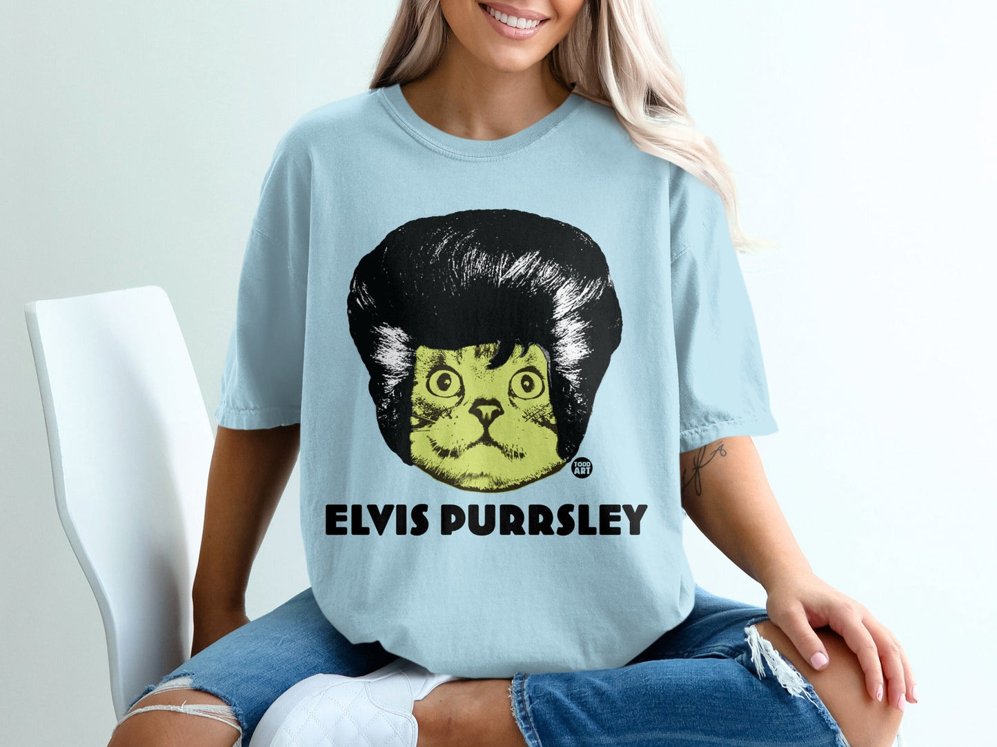 Elvis Purrsley Cat Graphic T-Shirt for Music Lovers