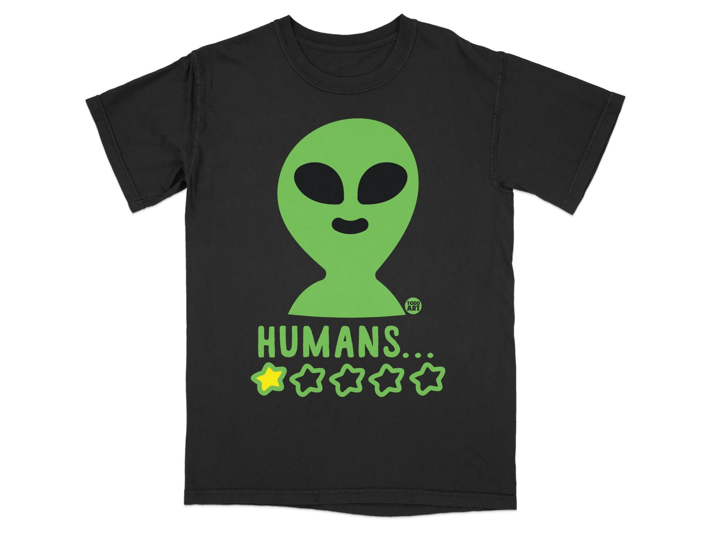 Alien Humans One Star Rating Funny T-Shirt Product