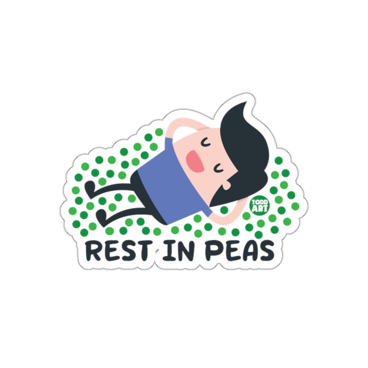 Funny Relaxing Rest In Peas Cartoon Sticker