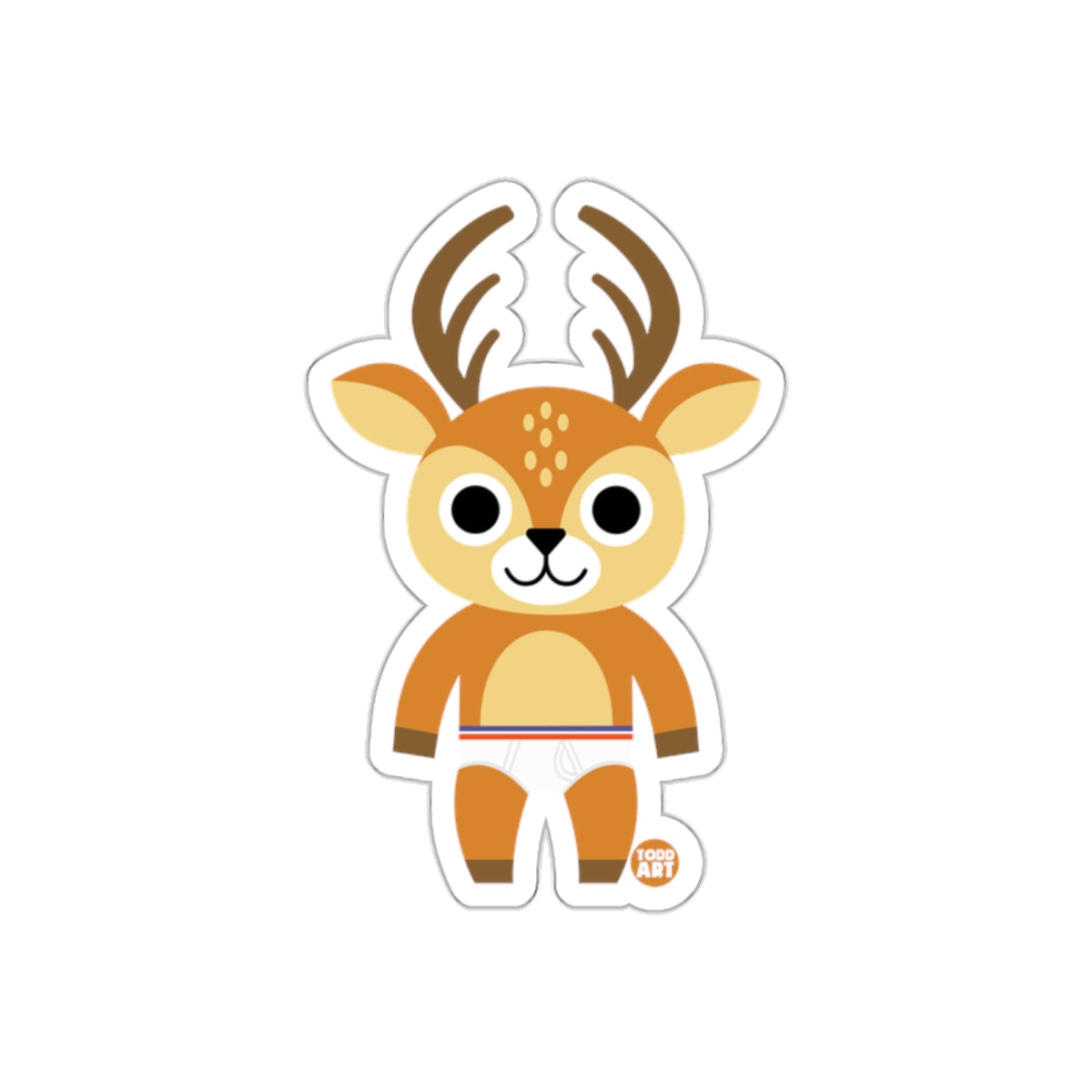 Cute Deer Character Standing with Antlers Sticker