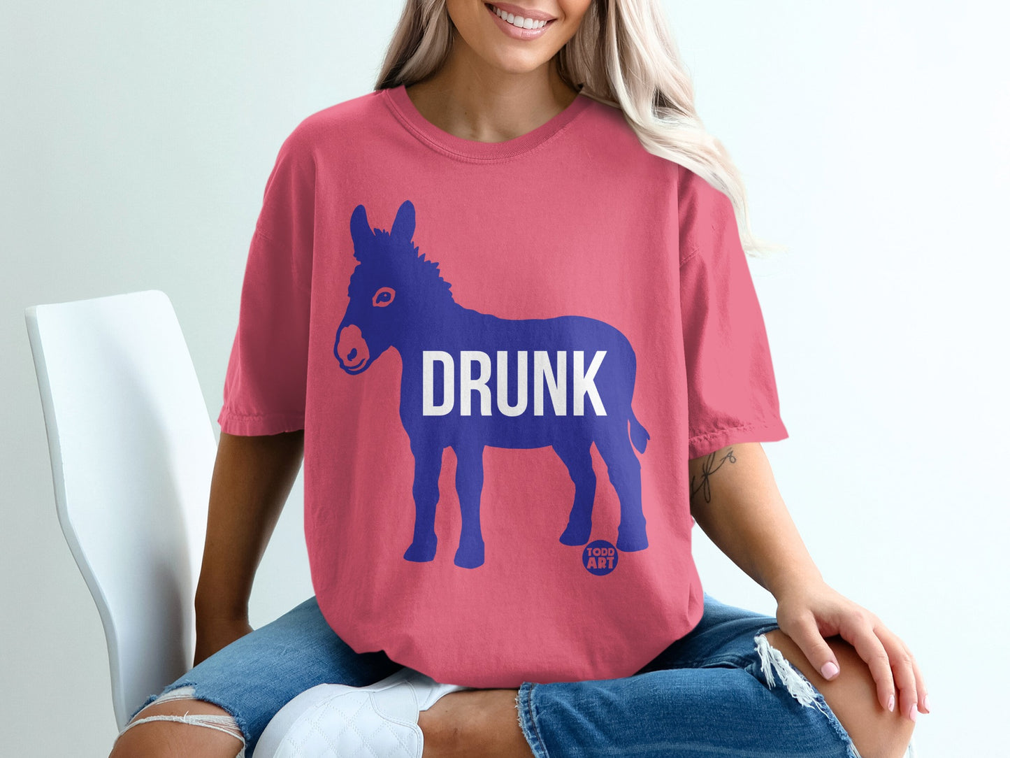 Drunk Donkey Oversized Graphic Tee for Sale Now