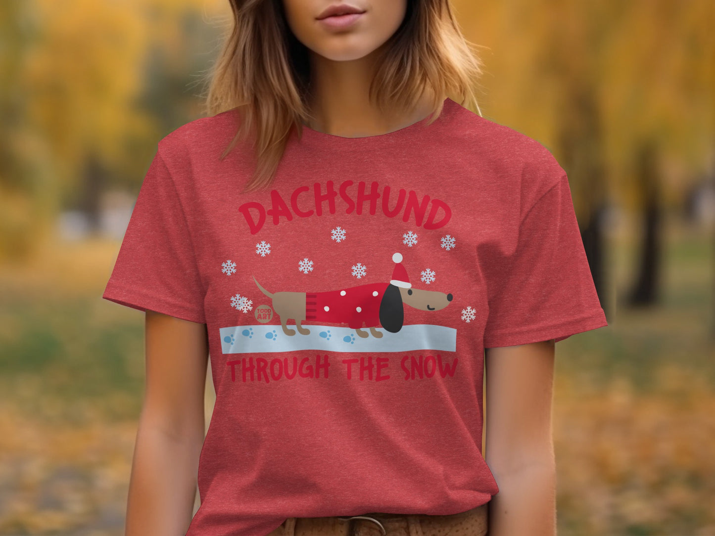 Dachshund Through The Snow Ladies Tee Shirt