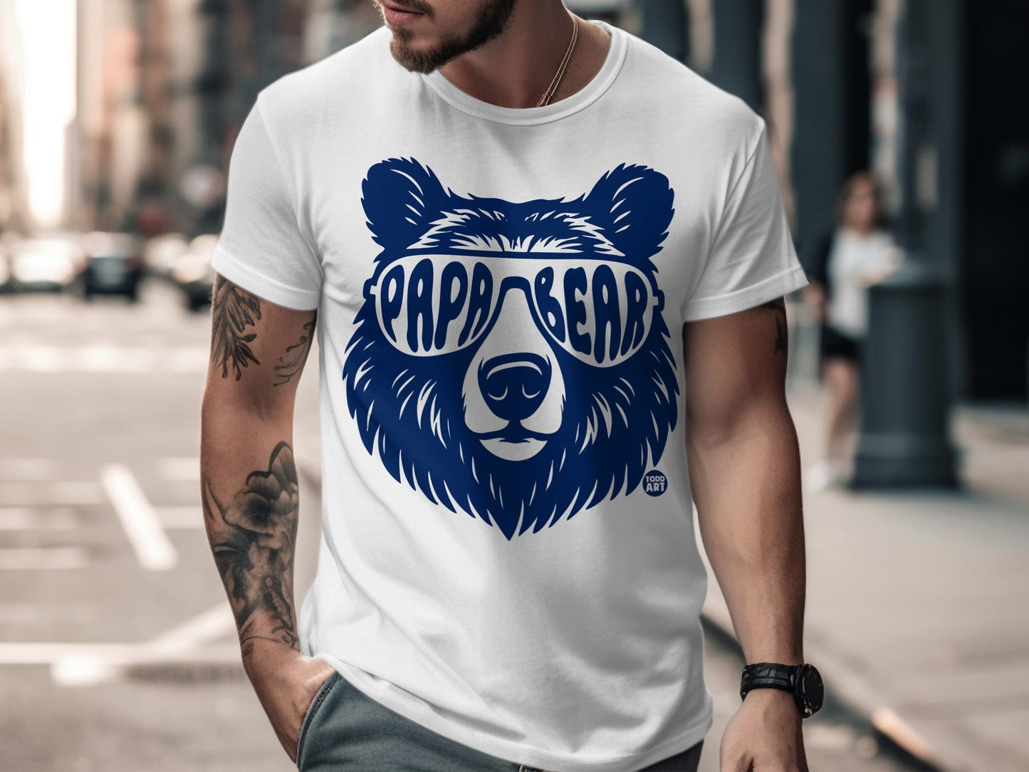 Papa Bear Graphic Tee in White Trendy Casual Product