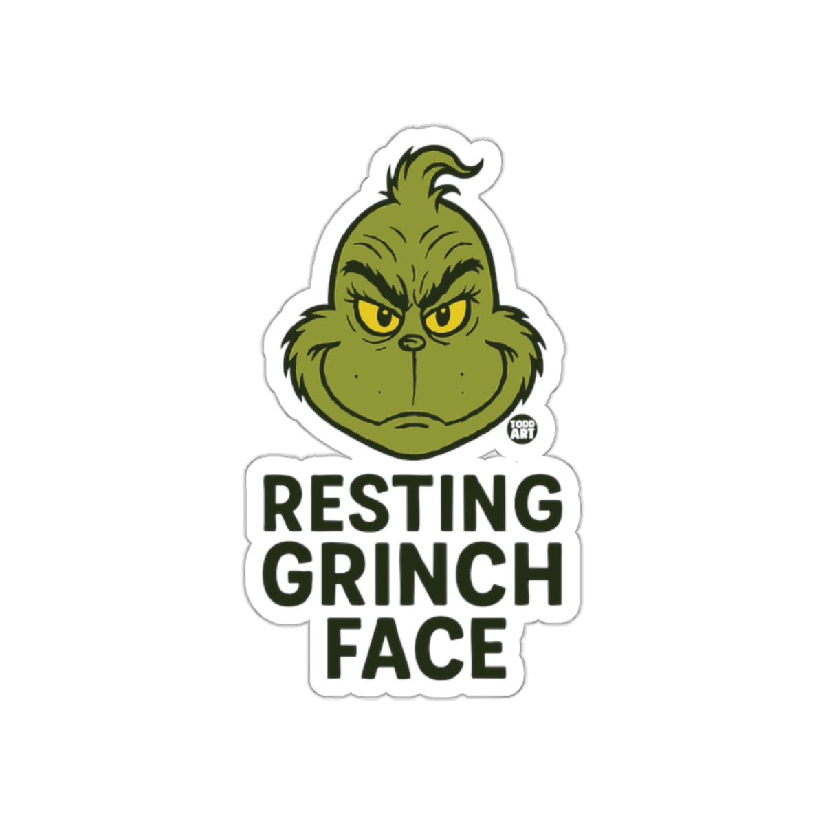 Resting Grinch Face Sticker for Your Holiday Decor