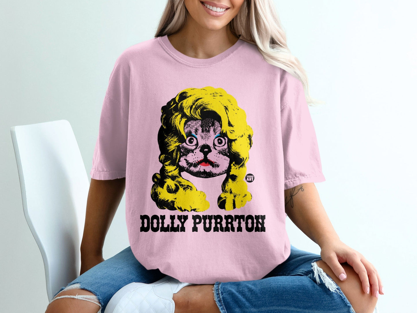 Dolly Purrton Graphic Tee for Cat Lovers Casual Shirt