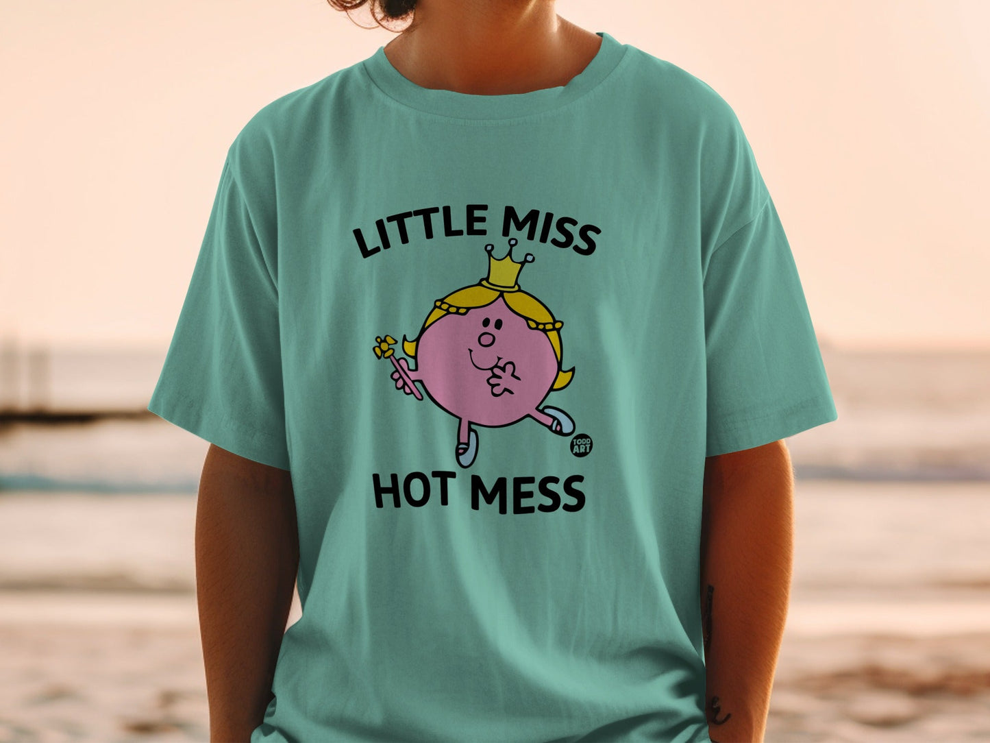 Little Miss Hot Mess graphic tee with crown and wand.