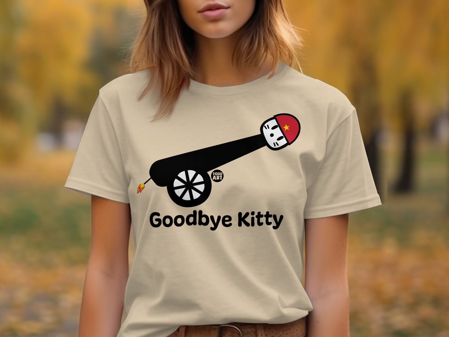 Goodbye Kitty Graphic Print Shirt Fun Apparel