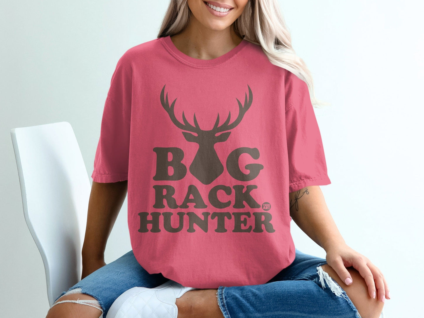 Big Rack Hunter Print Tee with Deer Antler Graphic
