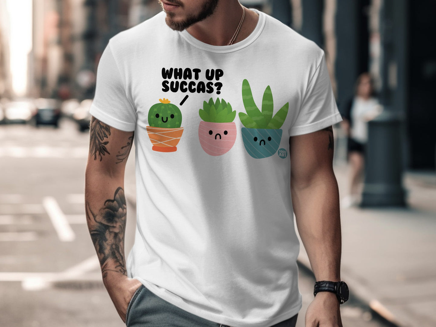 What Up Succas Cute Plant Graphic T-Shirt