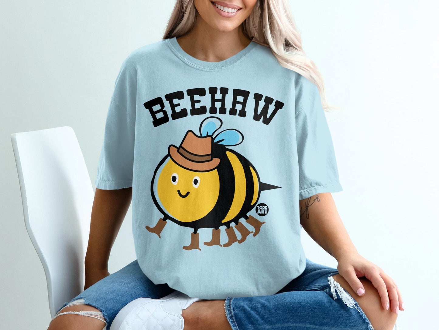 Beehaw Wearing Cowboy Boots Illustration Graphic Shirt