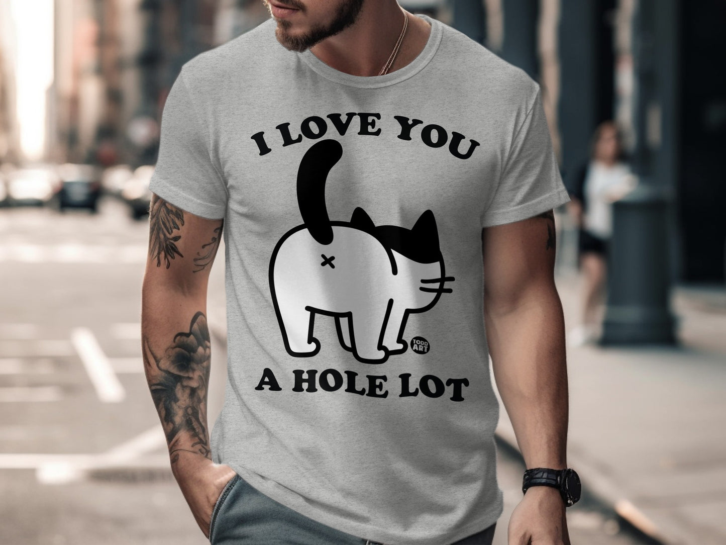 I Love You A Hole Lot Funny Cat Graphic Tee Shirt