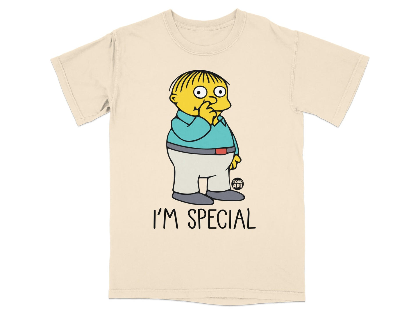 Ralph Wiggum t-shirt with "I'M SPECIAL" text.