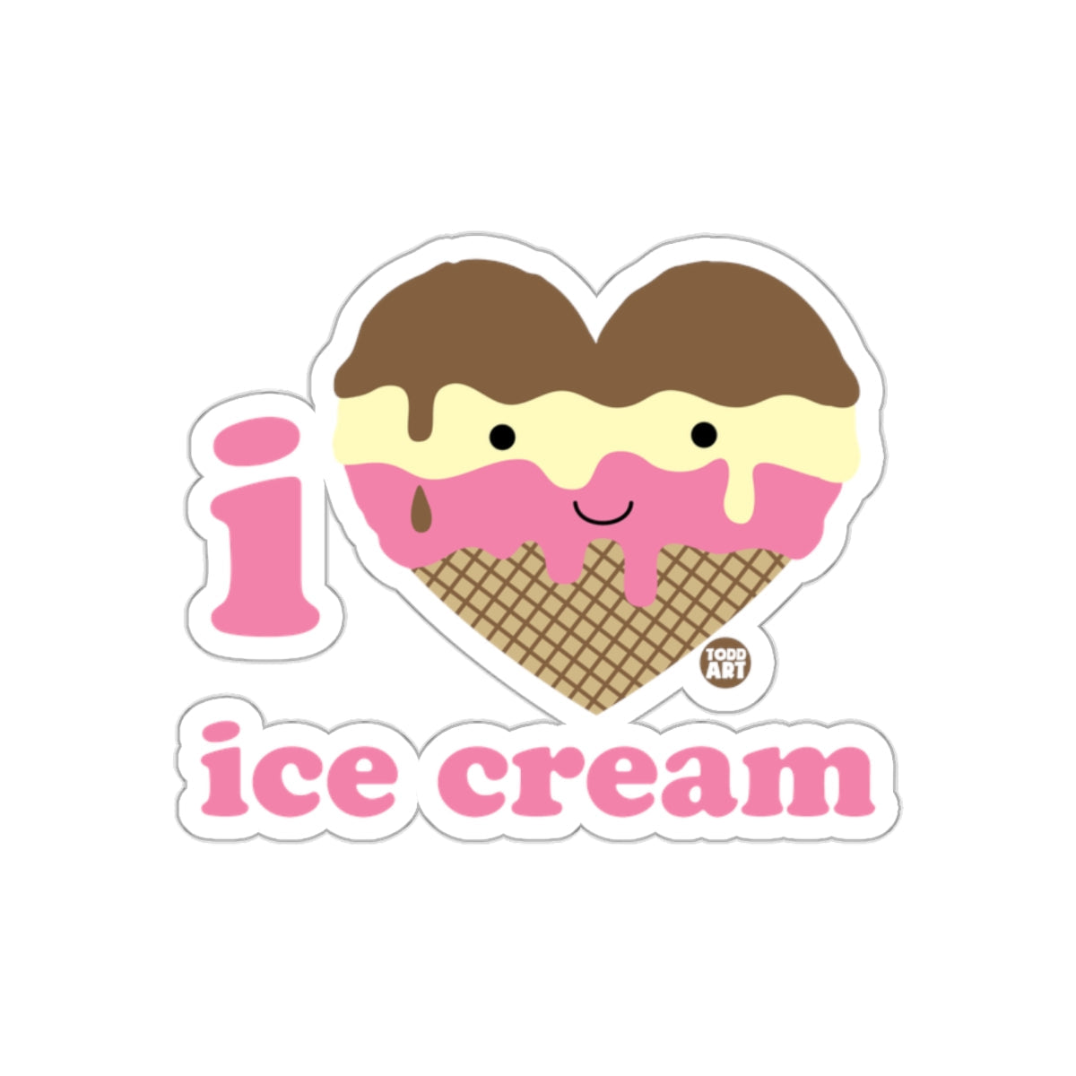 I Love Ice Cream Cute Heart Cone Sticker