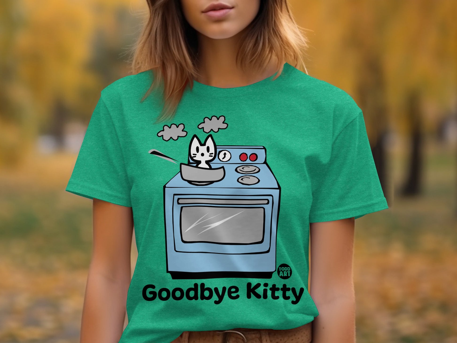 Goodbye Kitty Stove Graphic T-Shirt