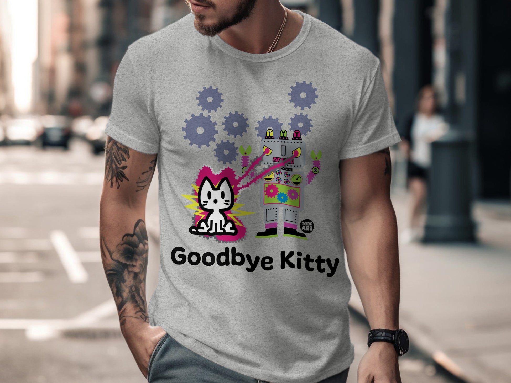 Goodbye Kitty Funny Casual Graphic T-shirt