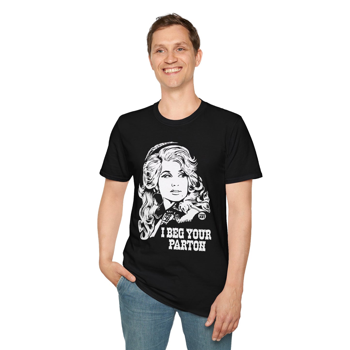 Dolly Parton Portrait T-Shirt — “I Beg Your Parton” Retro Country Graphic Tee