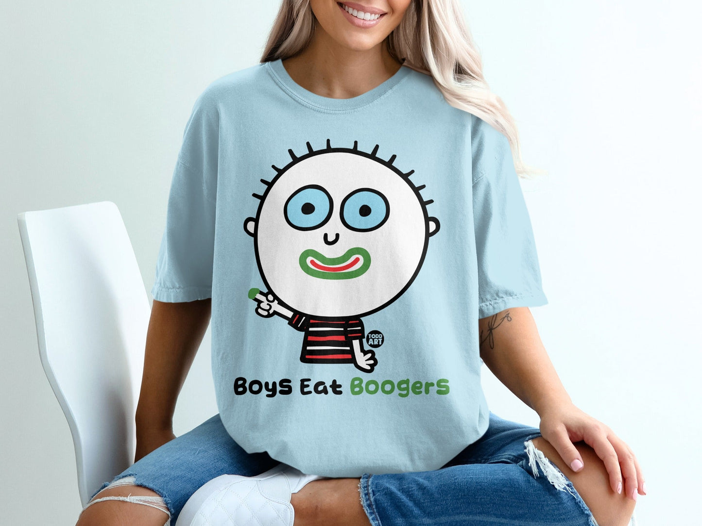 Boys Eat Boogers Funny Cartoon T-shirt for Kids