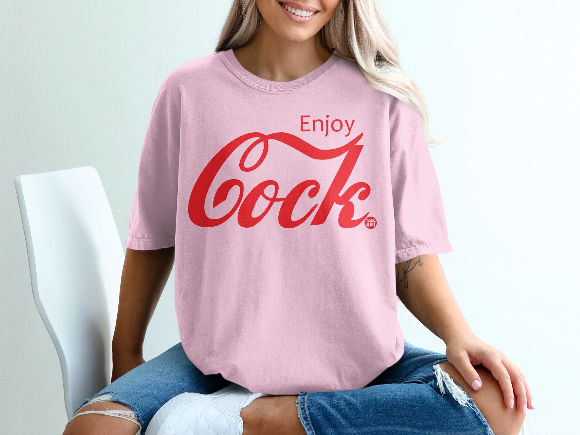 Enjoy Cock Graphic Printed Funny T-shirt for Casual Wear