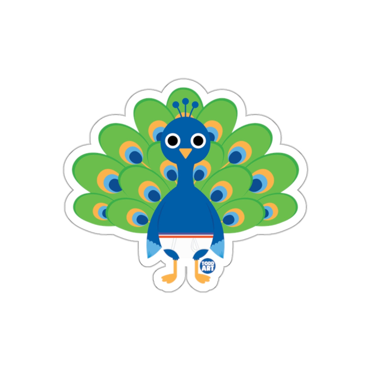 Colorful Peacock Graphic Sticker Todd Art Design