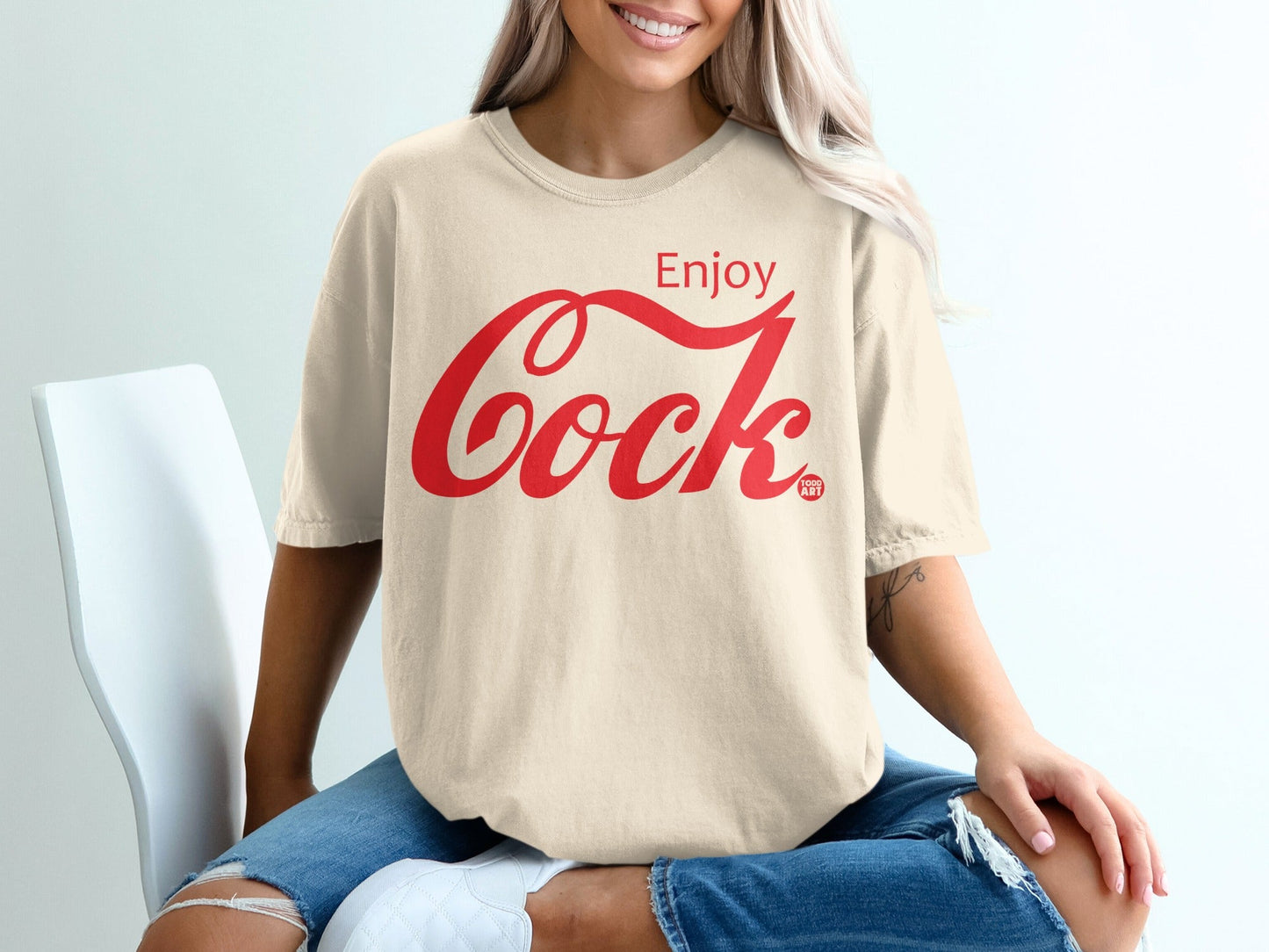 Enjoy Cock Graphic Tee Shirt Crew Neck Short Sleeve