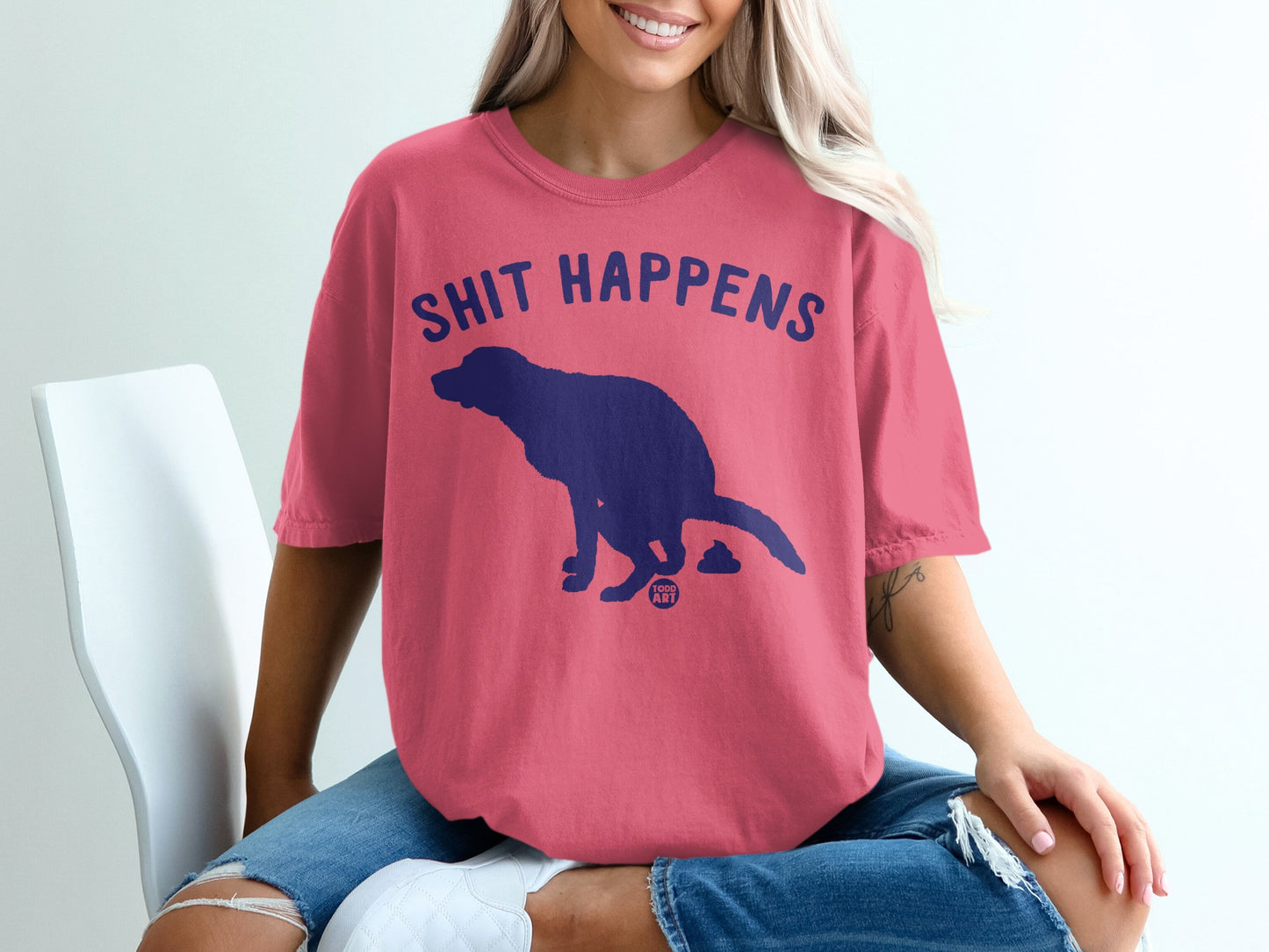 Funny Shit Happens Dog Graphic Printed T-shirt