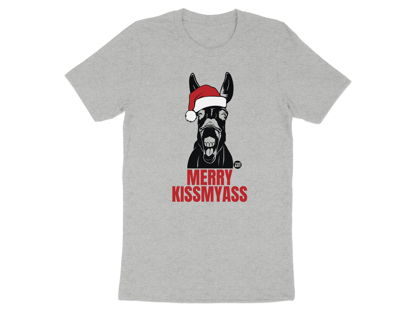 Merry Kissmyass Santa Dog Graphic T-shirt