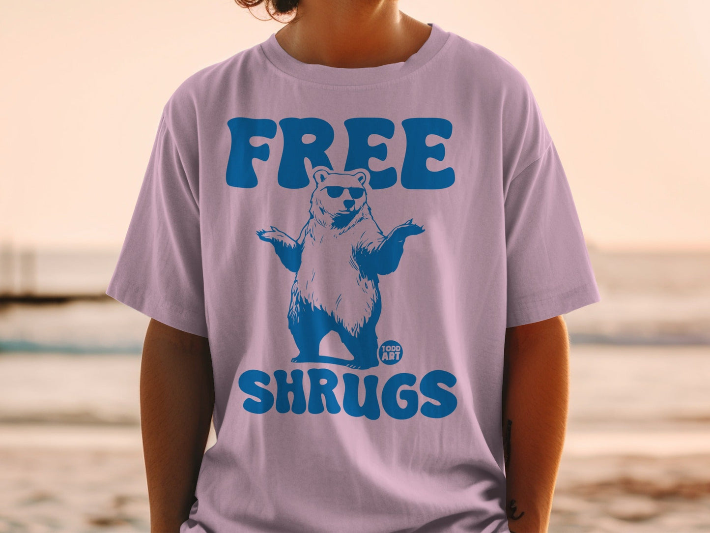 Free Shrugs Bear Tee Shirt with Cool Graphic Design
