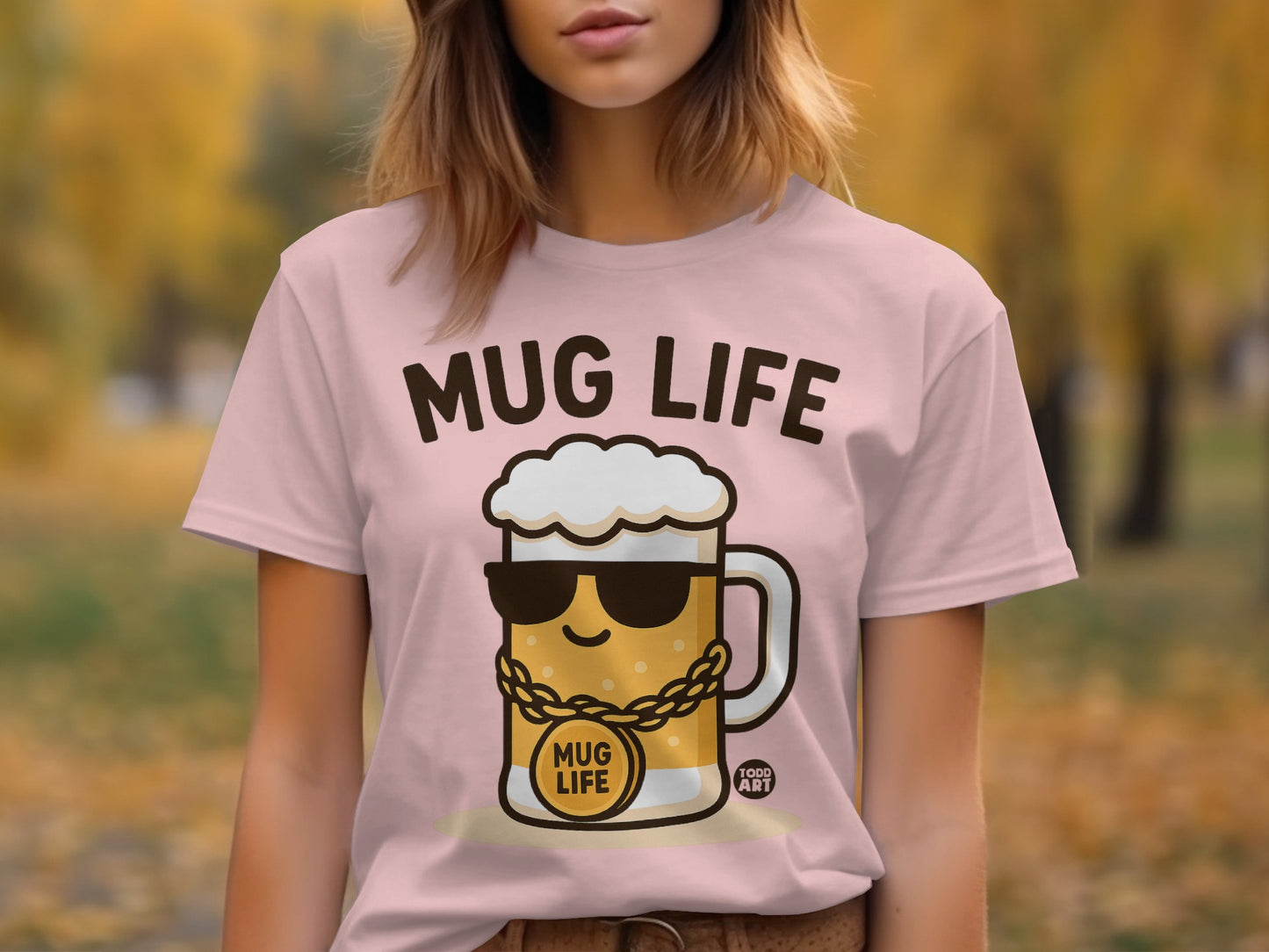 Funny Mug Life Graphic Tee with Cool Beer Design