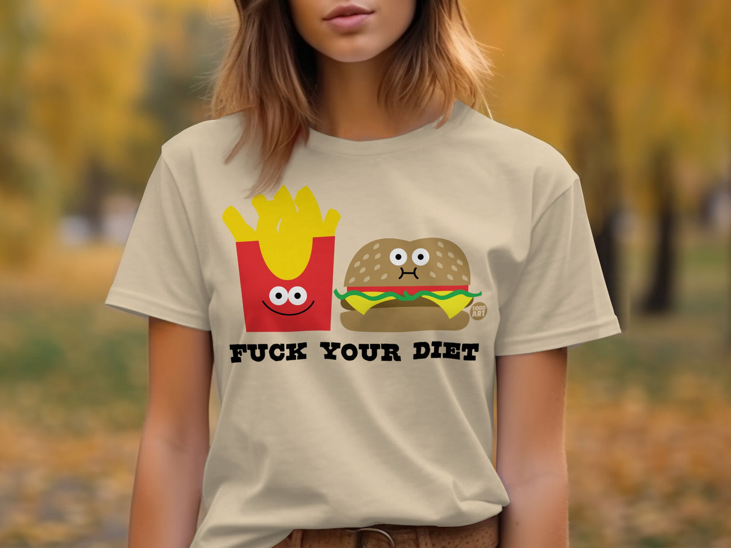Funny Burger And Fries Cartoon Graphic Tee
