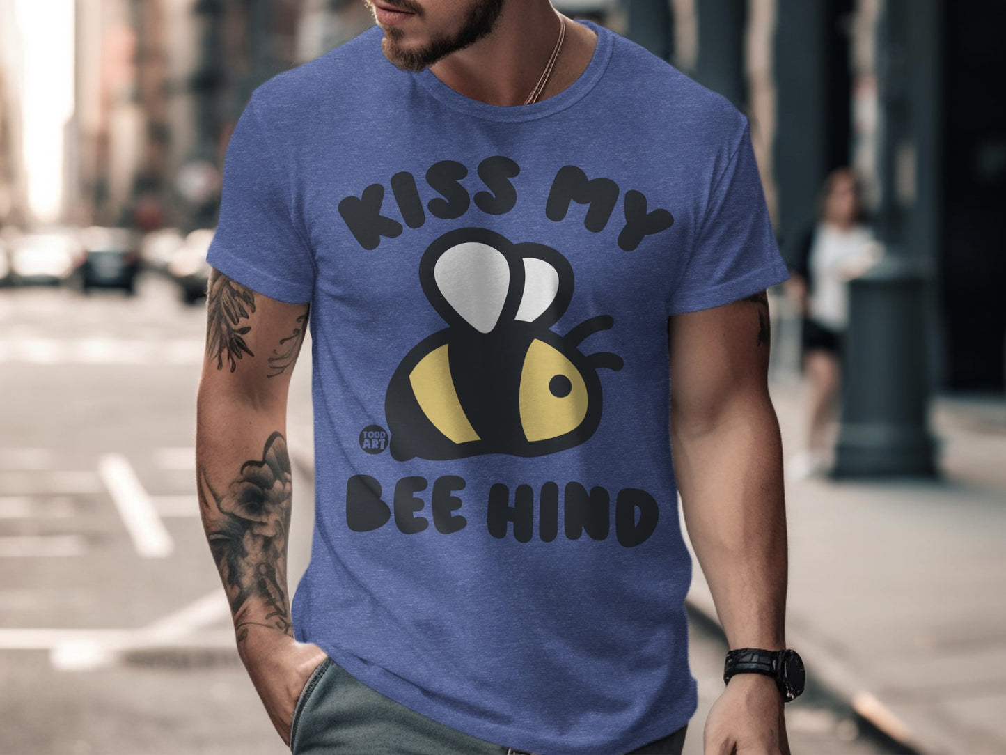 Kiss My Bee Hind Humorous Graphic Tee Shirt