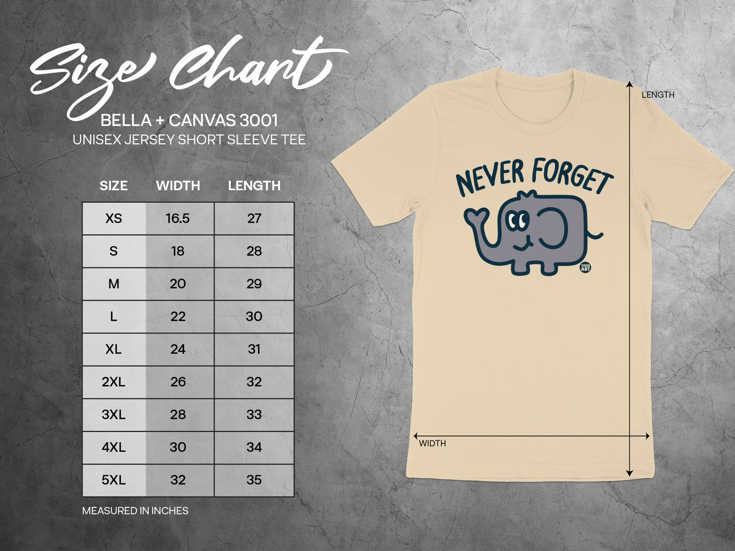 Never Forget Elephant Print Unisex Short Sleeve Tee