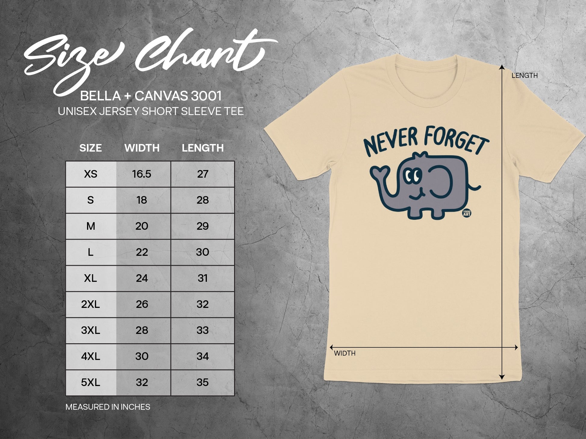 Never Forget Elephant Print Unisex Short Sleeve Tee