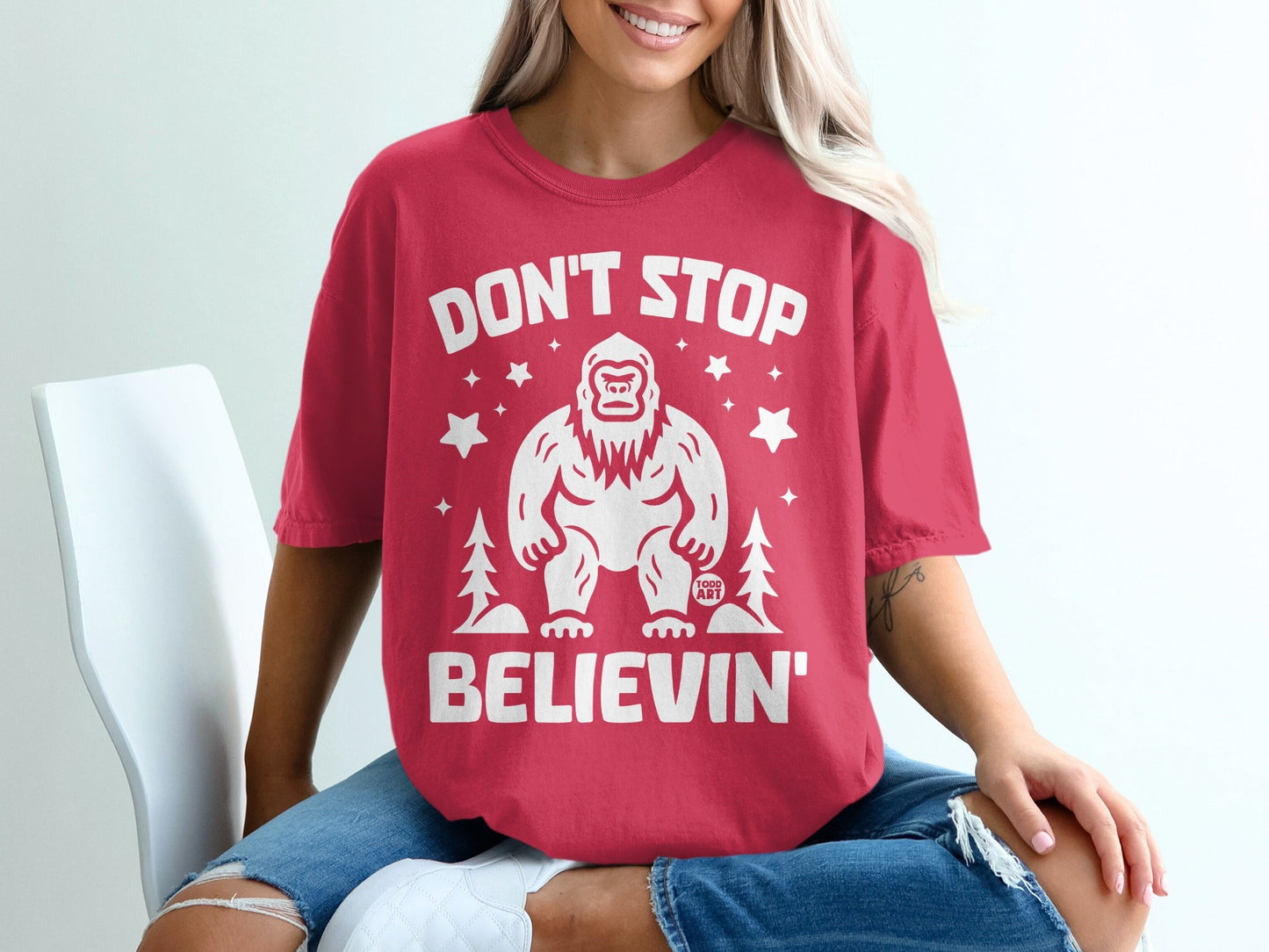 Don't Stop Believin' Bigfoot Graphic T-Shirt