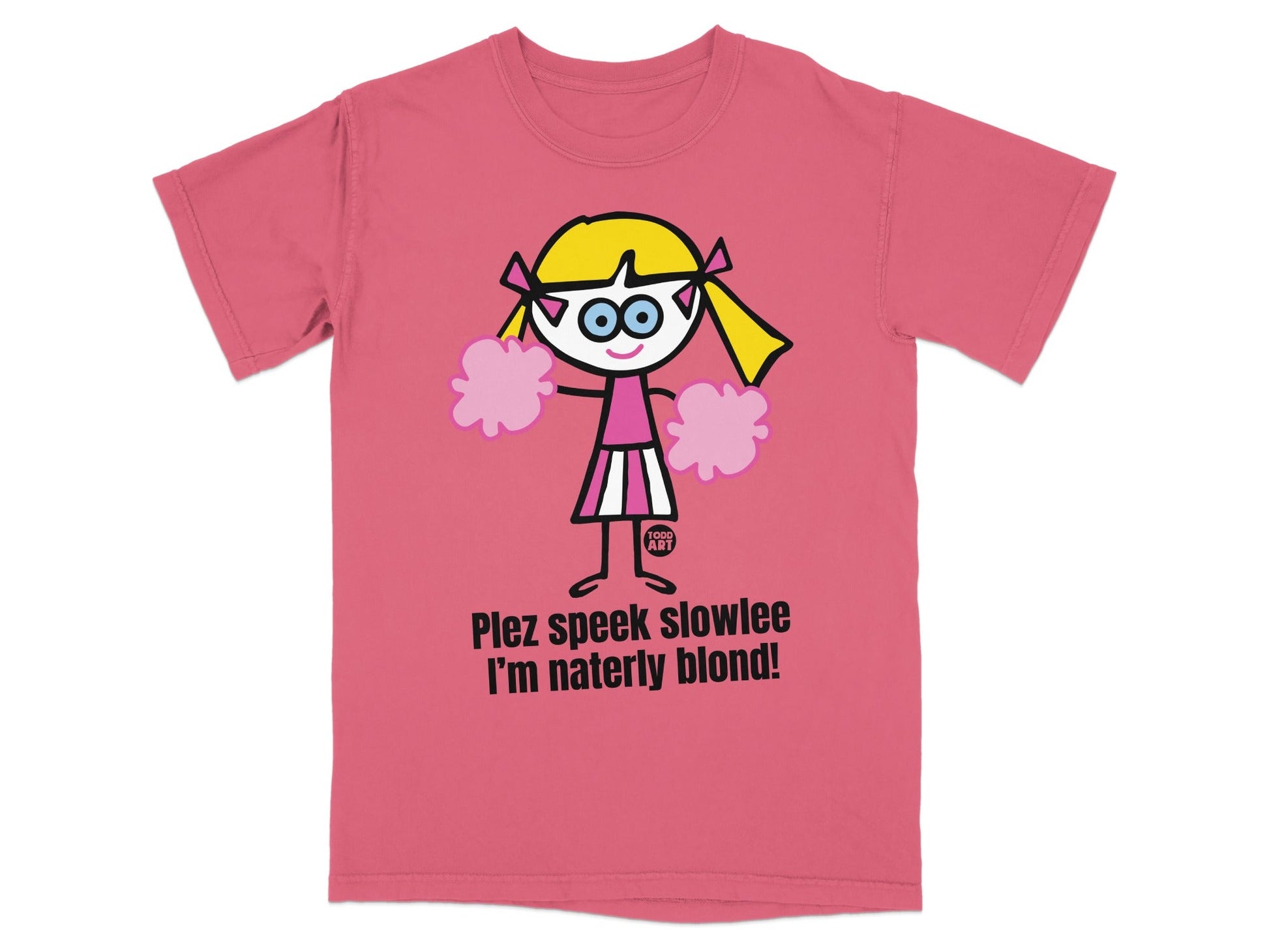 Plez Speek Slowlee Fun Graphic Pink T-Shirt