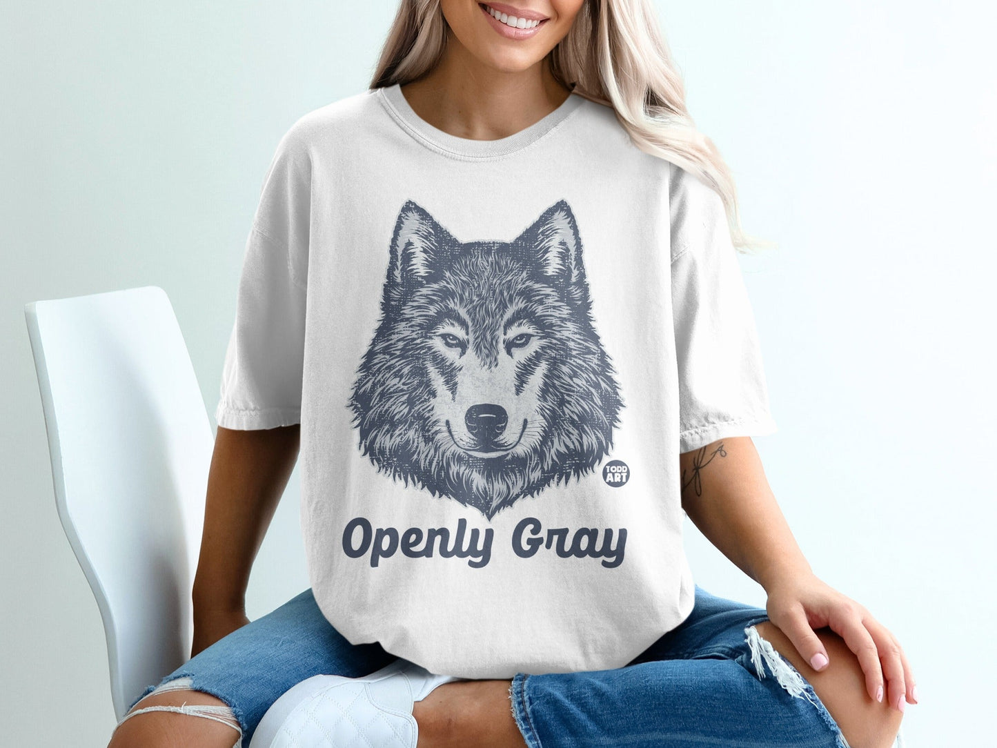 Openly Gray Wolf Graphic Todd Art Design T-Shirt