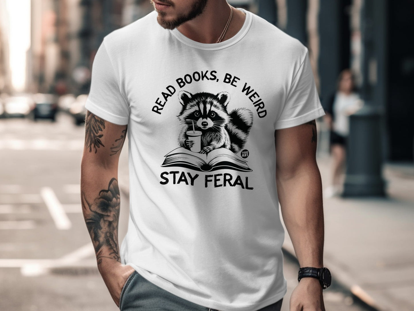 Read Books Be Weird Stay Feral Raccoon T-Shirt